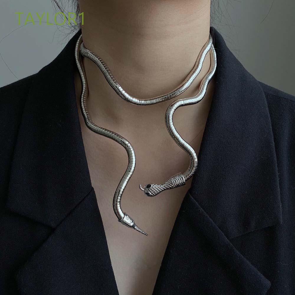 Vòng cổ choker nhiều lớp hình rắn bằng hợp kim nhiều màu hợp thời trang cho nam và nữ