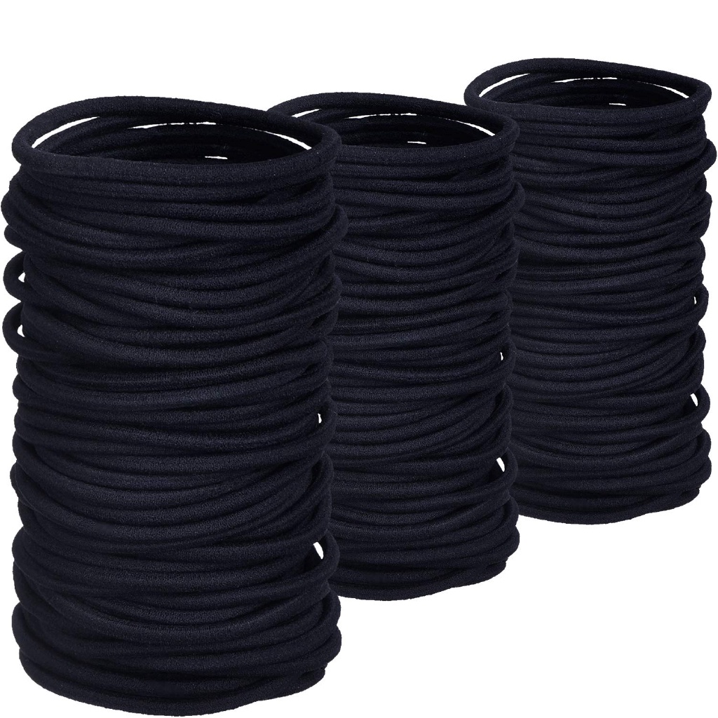 Bộ 50 Dây Buộc Tóc Cao Su Màu Đen Phong Cách Cổ Điển Cao Cấp Cho Nữ