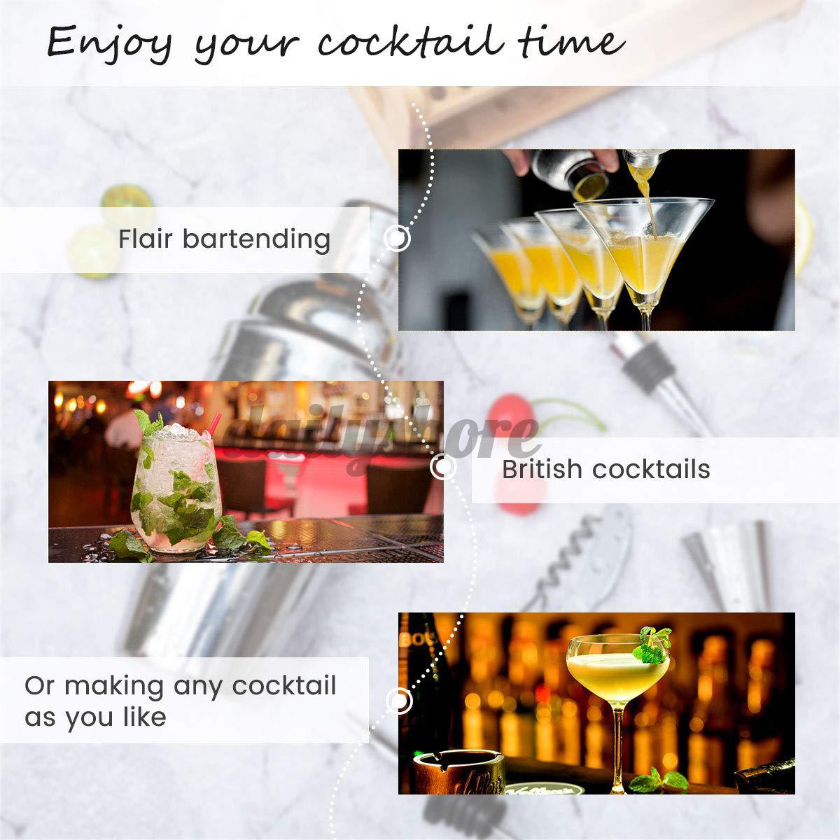 Set dụng cụ pha cocktail bằng thép không gỉ cho quán bar 22 trong 1