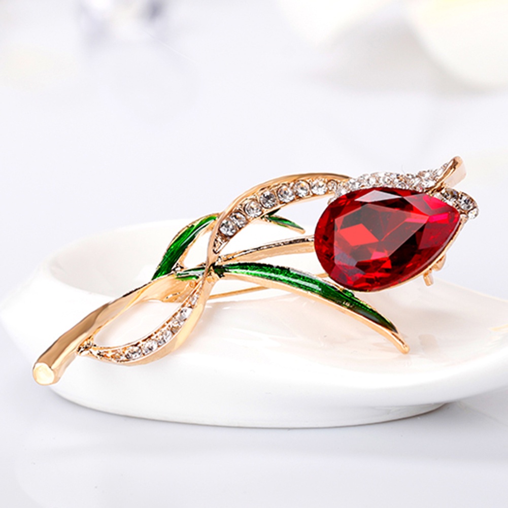 Ghim Cài Áo Hình Hoa Tulip Đính Đá Nhân Tạo Thời Trang Cho Nữ