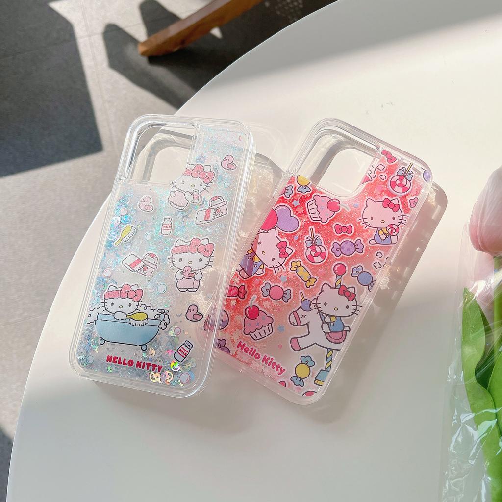 Ốp Điện Thoại Họa Tiết Hello Kitty Lấp Lánh Dành Cho IPhone 13Promax 12 11 7Plus X Xs Max XR 7 8