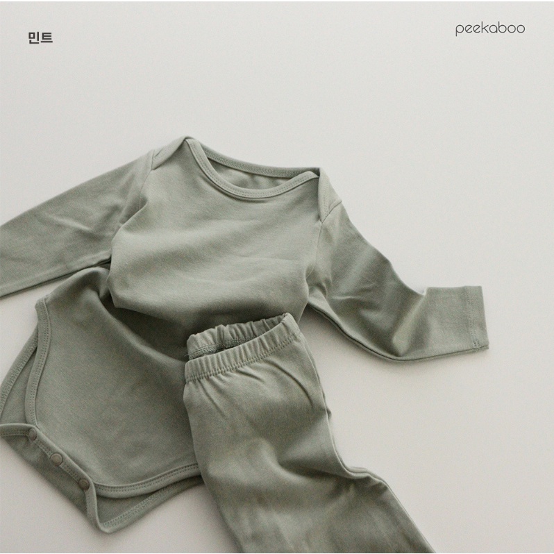 (Chính hãng) Bộ suit dài tay cài đũng trơn Modal 2022 Cotton siêu co giãn PEEKABOO made in Korea cho bé trai và bé gái