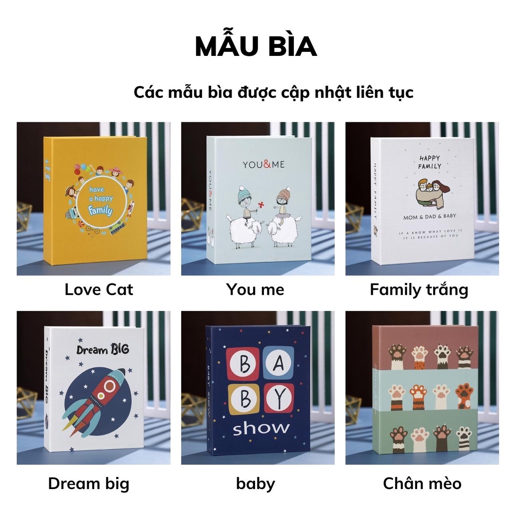 Album ảnh 10x15, 9x12,13x18 đựng 100 tấm bìa giấy cứng đẹp siêu cute giữ ảnh cho con làm quà tặng Tú Vy Studio