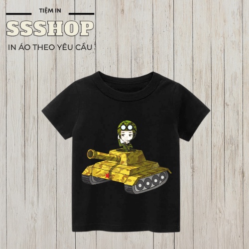 Áo thun bé trai và bé gái in hình hoạt hình Xe Tăng, chất liệu cotton thoáng mát, hình in PET rất đẹp SSSHOP 02