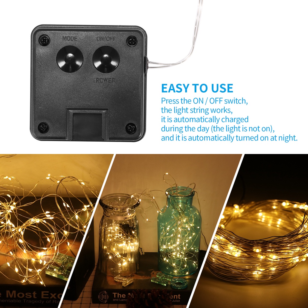 [huite]10m 100 LED Solar Power String Fairy Lights Copper Wire light For Outdoor Garden Party