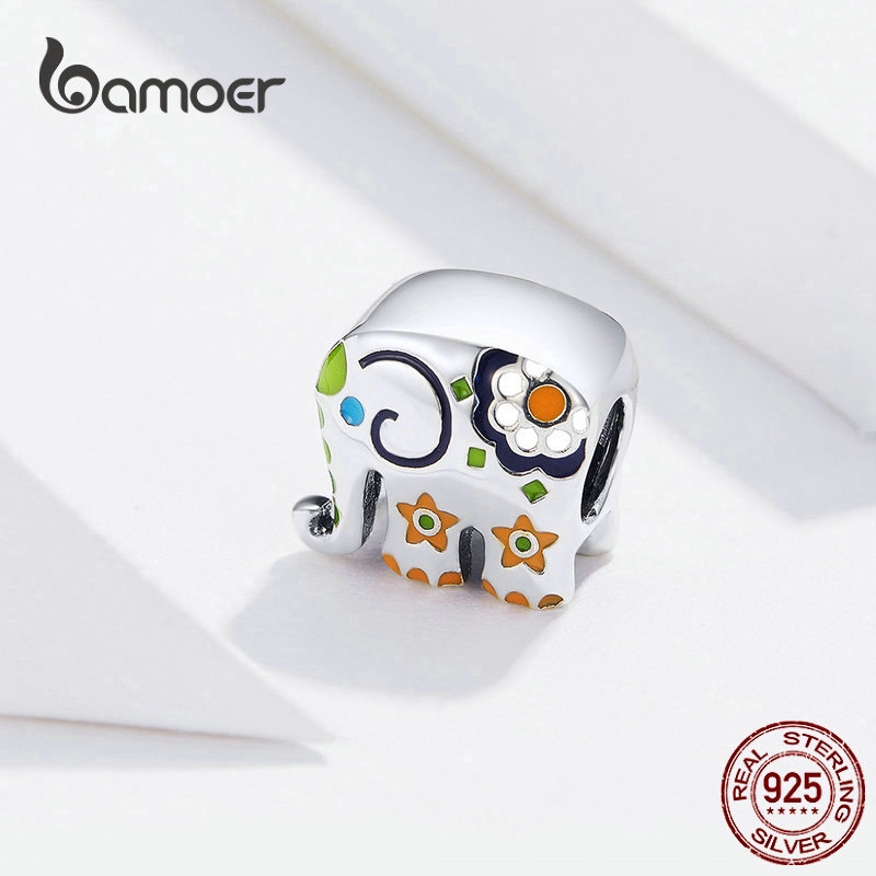 Hạt Charm Bamoer Hình Voi Bảo Hộ Kiểu Thái Tráng Men Nhiều Màu Dùng Để Tự Làm Trang Sức Dành Cho Nữ
