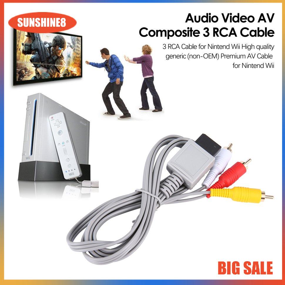 【SUN】1.8 meters Gold Plated Audio Video AV Composite 3 RCA Cable for Nintend Wii 