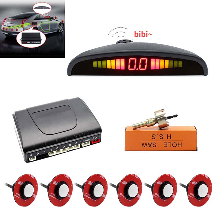 Cảm biến lùi ô tô cao cấp giống cảm biến theo xe - loại 6 mắt 4 mắt sau 2 mắt phía trước