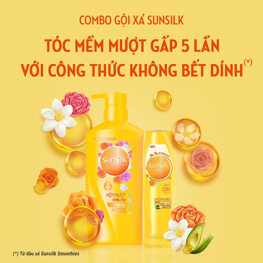 Combo Gội Xả Sunsilk Óng Mượt Rạng Ngời (Đen) 650g / 640g