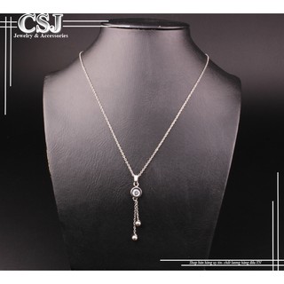 Dây chuyền inox nữ vòng tròn rớt tòn ten bi thời trang Hàn Quốc