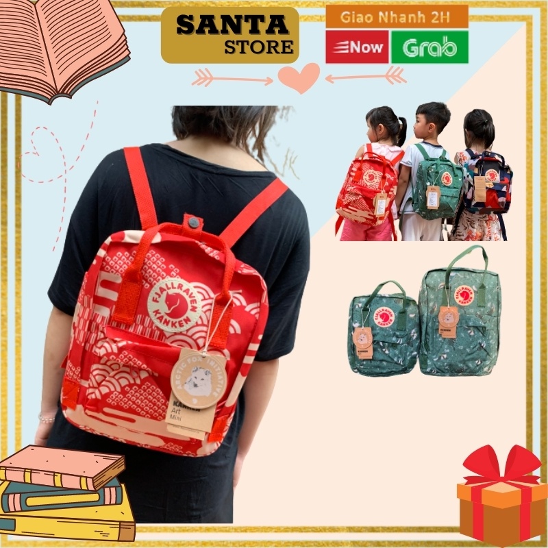 Set Balo thời trang Mẹ con Art size classic và mini nam nữ Unisex đi du lịch Căp đi học màu hoa cao cấp SANTA STORE