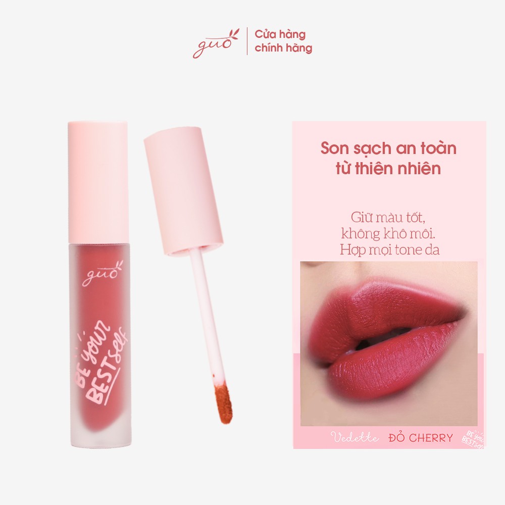 Son Kem Lỳ Ngậm Dưỡng Đỏ Cherry Vedette GUO 5gr