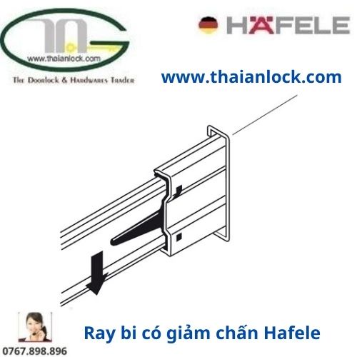 Ray bi có giảm chấn DIY Hafele 494.02.061, 49402.062, 494.02.063, 494.02.064, 494.02.065
