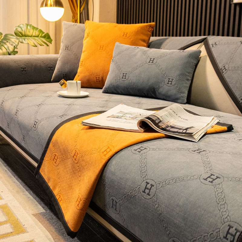 Vỏ Bọc Đệm Ghế Sofa Bốn Mùa Bằng Vải Chenille Nhẹ Đơn Giản Hiện Đại Chống Trượt Phong Cách Bắc Âu Sang Trọng