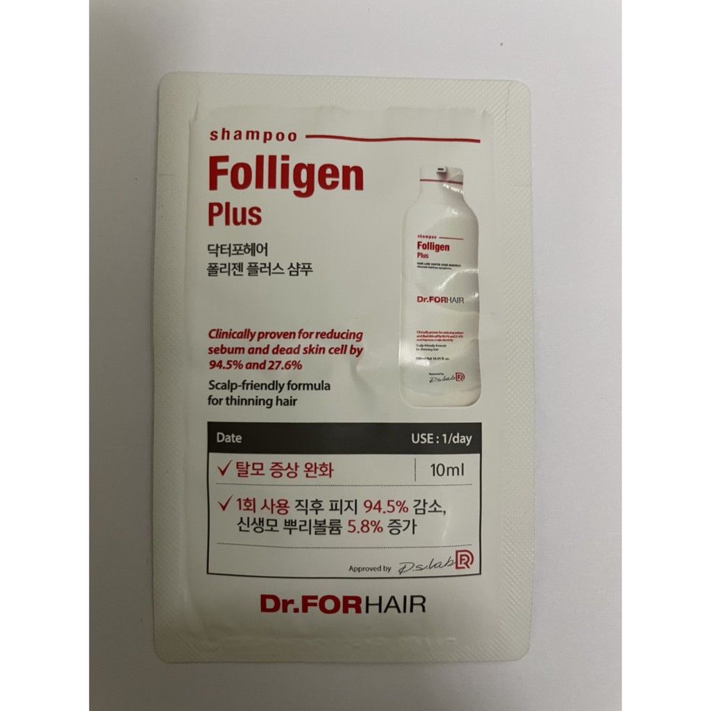 Sample Dầu Gội Ngăn Rụng Tóc Dr For Hair Folligen Plus Shampoo Relieving Hair Loss 10ml