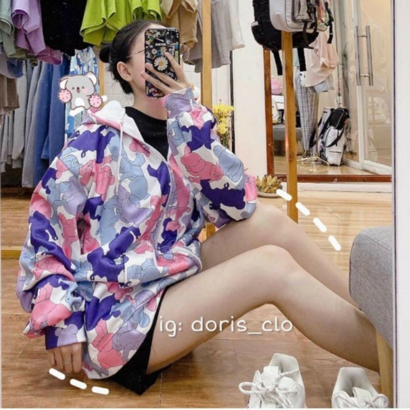 áo khoác dù nam nữ 3D hình gấu
