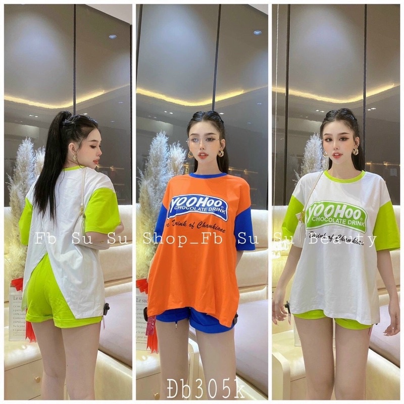 Sét bộ Áo Form rộng tay ngắn xẻ lưng trước ,Sau 2 kiểu (Quần Shot dáng thể thao hot