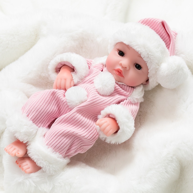 Đồ Chơi Búp Bê Em Bé Silicon Trong Bộ Liền Kèm Mũ Lông Dành Cho Các Bé Gái - Cao 30cm