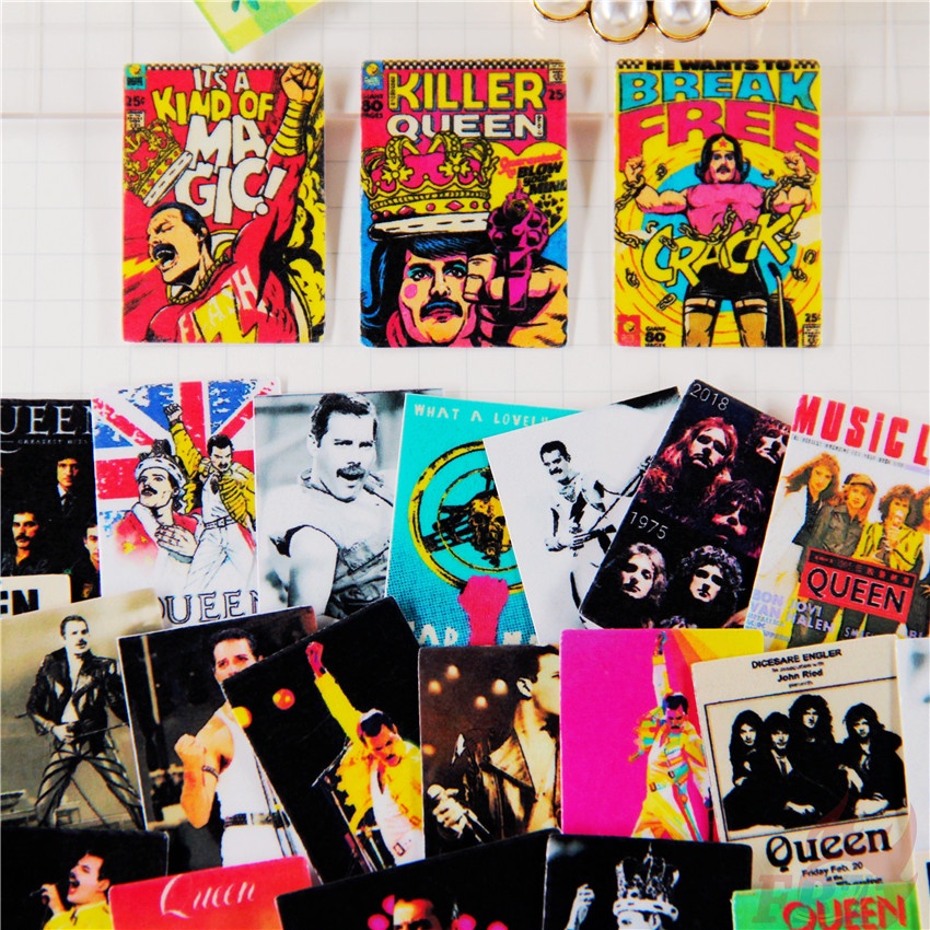★★★ Miếng Dán Trang Trí Mini In Hình Nhóm Nhạc Rock Q-2 ★★★ Bộ 50 Sticker Dán Trang Trí Album Thời Trang