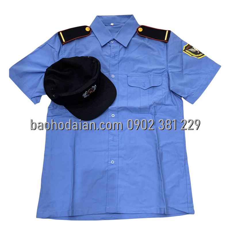 Áo bảo vệ ngắn tay logo tay kèm phụ kiện (cầu vai 4 gạch đồng + nón kèm sao)