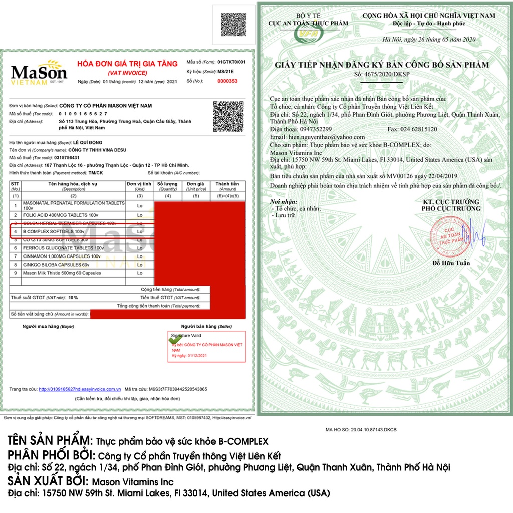 Viên uống Mason Natural B-Complex tăng cường sức khỏe tổng thể hỗ trợ giảm stress căng thẳng mệt mỏi hiệu quả chính hãng