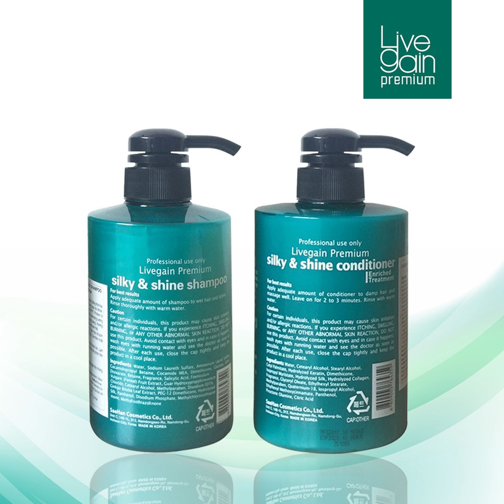 COMBO Gội + Hấp Giữ Màu Nước Hoa Livegain Premium Silky & Shine 900ml HQ