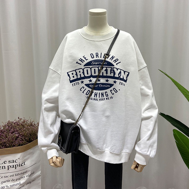 Áo Nỉ Ngoại In Chữ BROOKLYN 🦋 Áo Thun Dài Tay Nữ Dáng Rộng ulzzang 5 Màu 🦋 | BigBuy360 - bigbuy360.vn