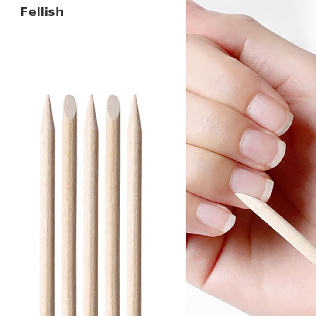 [Hàng mới về] Bộ 100 cây đẩy biểu bì bằng gỗ cam dùng để thiết kế móng tay nghệ thuật
