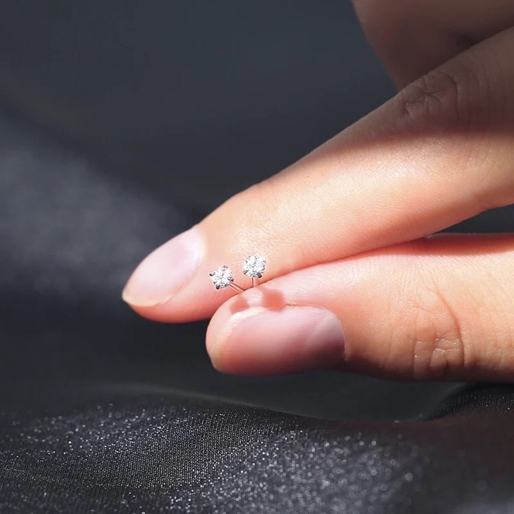 Bông Tai Mạ Bạc 925 Đính Đá zircon 2.5mm Nhiều Màu Sắc Thời Trang Cho Nam Và Nữ