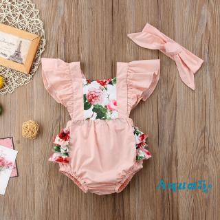 Bộ đồ liền thân và băng đô kiểu dáng xinh xắn cho bé gái sơ sinh