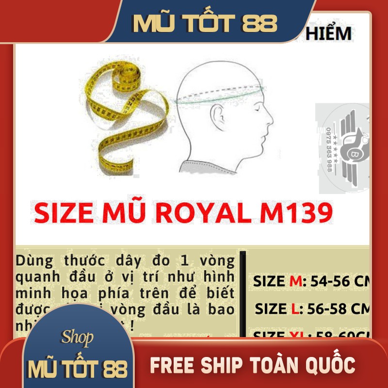 Mũ bảo hiểm Royal M139 V10 đen viền vàng kính âm - Mũ có thể tháo lót, clip review m139