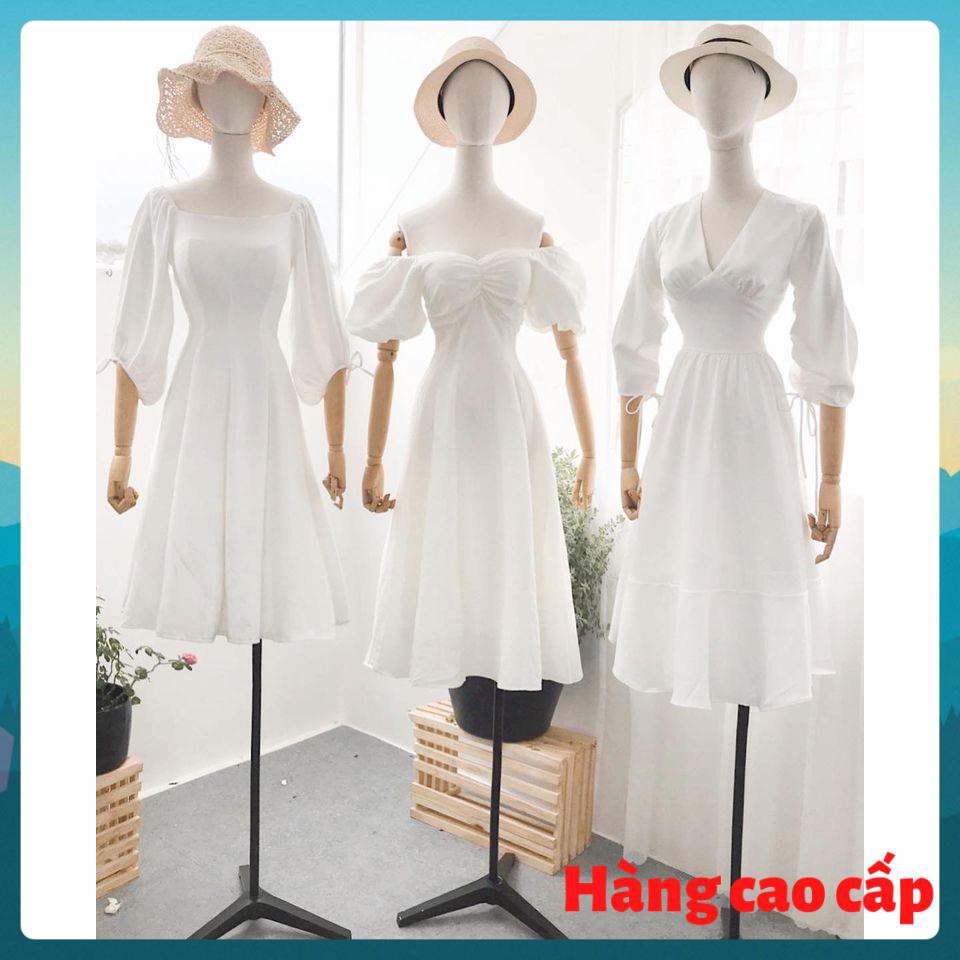 (Hàng cao cấp) Đầm trắng tinh khôi cổ V tay bồng xinh xắn - Lazze Dress | BigBuy360 - bigbuy360.vn