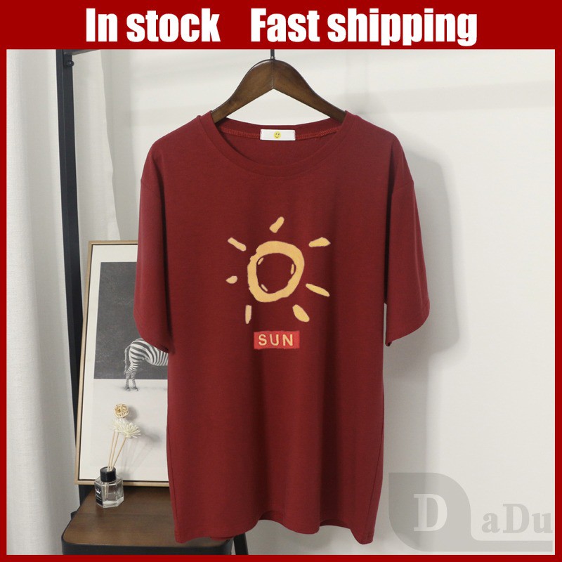 Áo Thun Tay Ngắn Cổ Tròn Dáng Rộng Phong Cách Hàn Quốc Thời Trang Mùa Hè 8 Màu Tùy Chọn Size S ~ 3XL
