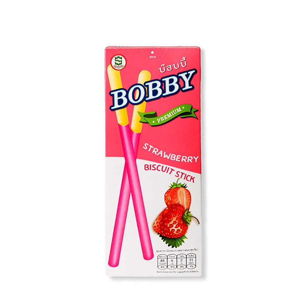 Bánh que kem dâu BOBBY 18gr - màu hồng - bánh que Thái Lan - Strawberry biscuit stick