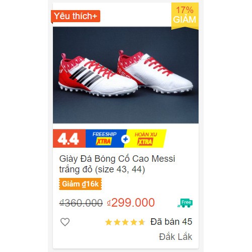 Giày Đá Bóng Messi trắng đỏ