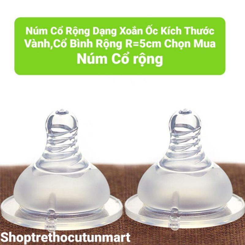 Núm Ti Silicon Siêu Mềm Thay Thế Bình Sữa Cổ Rộng, Cổ Hẹp