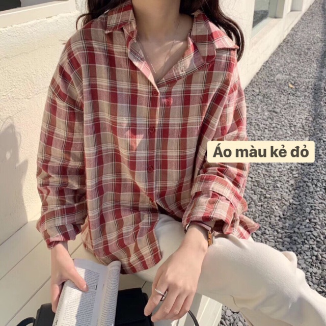 Áo somi thô đũi kẻ caro