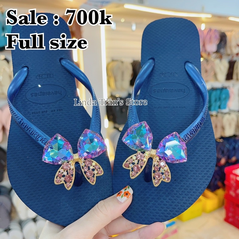 dép HVN trơn mix charm nơ