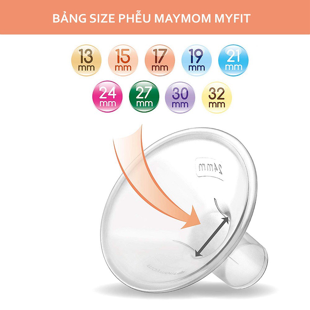 Phụ kiện Máy hút sữa Maymom Myfit cổ hẹp kèm Chăn sữa ngắn và Nút chuyển đổi (không bình)