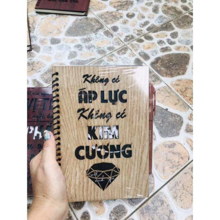 Sổ Tay Bìa Gỗ Khắc Chữ - Tạo Động Lực.