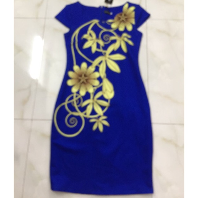 Đầm in 3D màu xanh Size M L