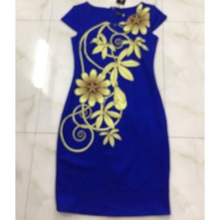 Đầm in 3d màu xanh size m l