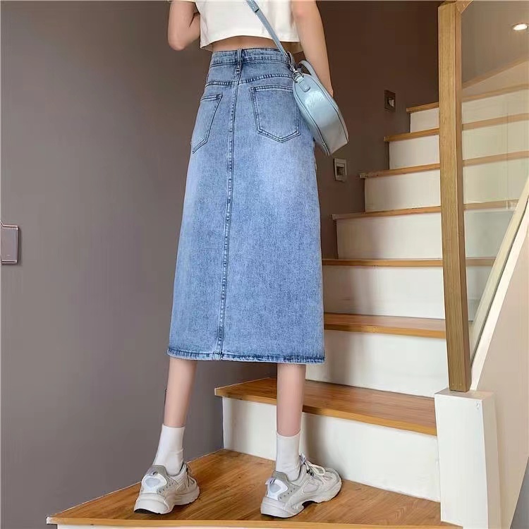 Chân Váy Jeans Dài Xẻ Tà Thời Trang Nữ Tính