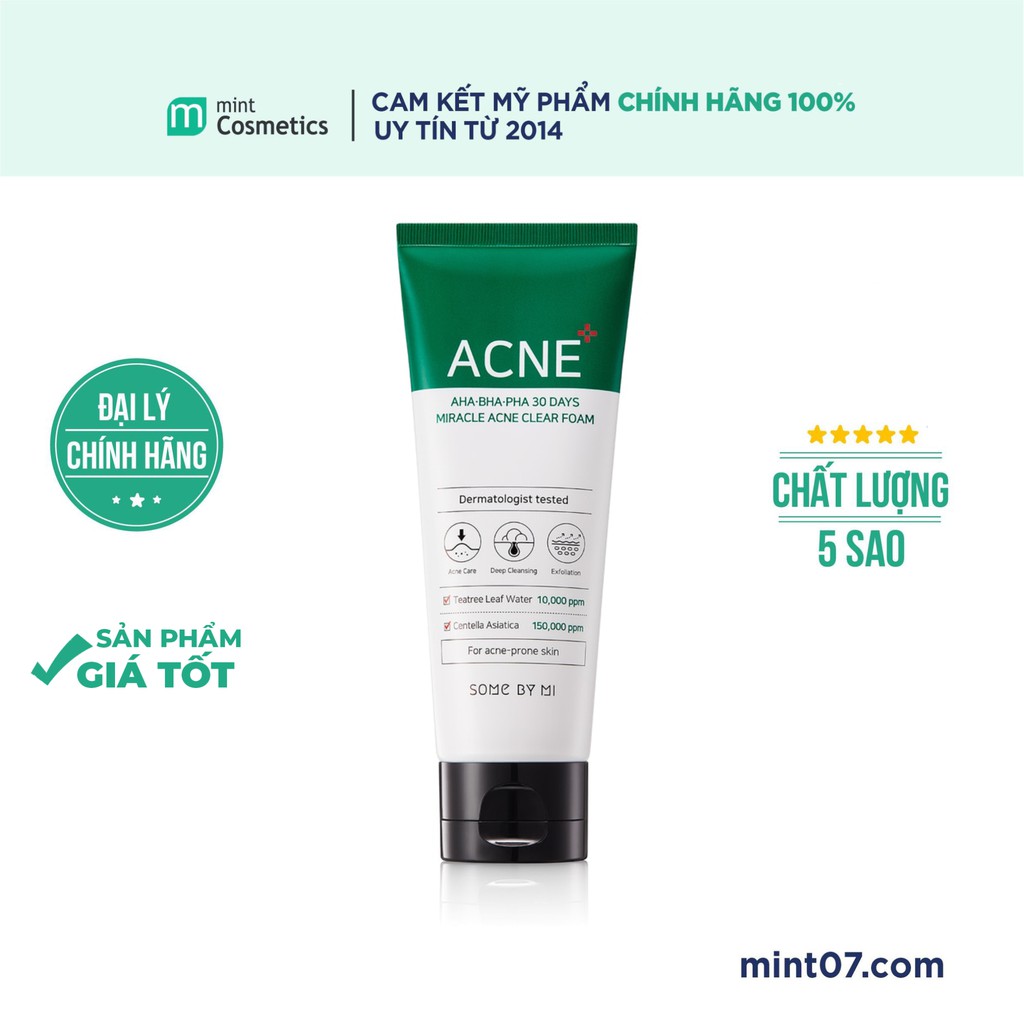 Sữa Rửa Mặt Some By Mi AHA BHA PHA 30 Days Miracle Acne Clear Foam