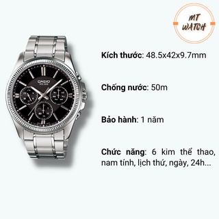 Đồng hồ Casio nam MTP1375 6 kim kiểu dáng thể thao, hiển thị đầy đủ thứ ngày, nam tính cho quý ông lên đồ vest