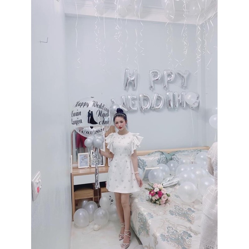 [ Khuyến Mại] Sét Bóng Happy Wedding Kèm Bóng Junbo In Tên