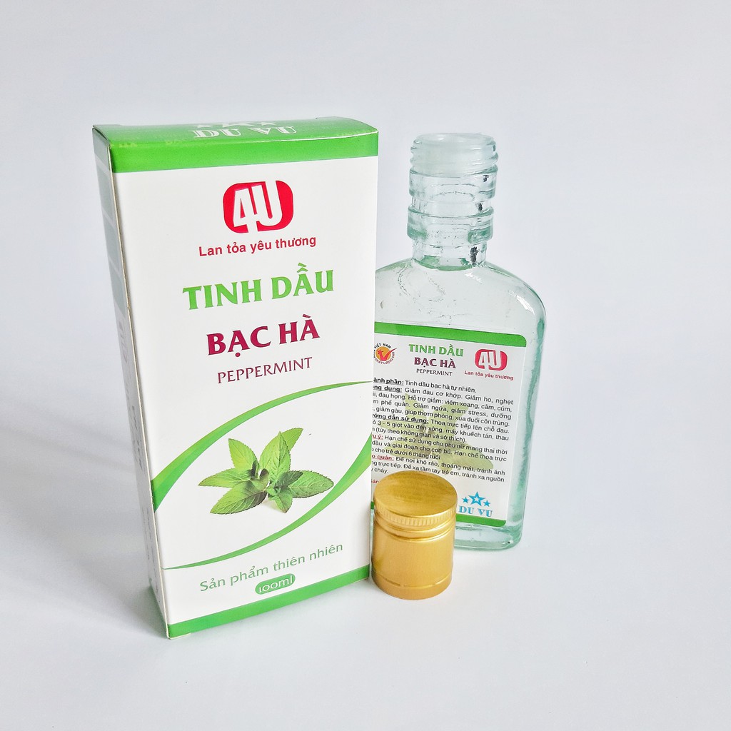 Tinh dầu bạc hà nguyên chất 4U chai lớn 100ml, chai 10ml tiện dụng và chai treo xe,treo phòng