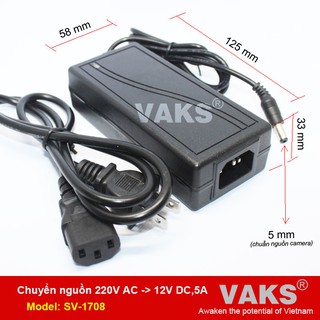 Bộ adapter chuyển nguồn điện từ 220V AC sang 12V DC,5A - 60W