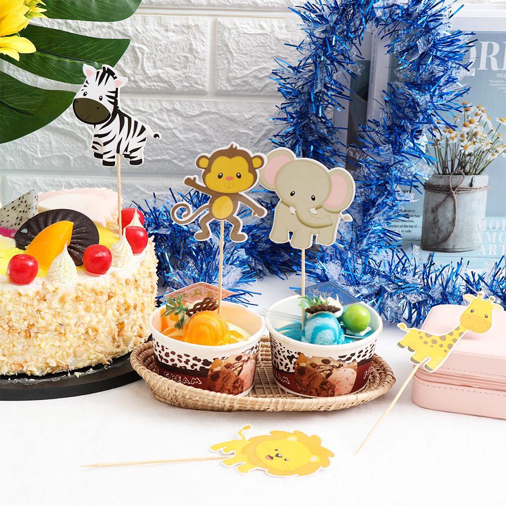 BEAUTY Set 5 / 6 / 7 / 8 / 12 Que Giấy Hình Động Vật Đáng Yêu Trang Trí Bánh Kem