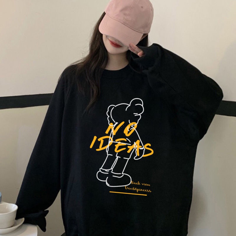 Áo sweater SUXI tay dài dáng rộng in họa tiết kiểu hàn quốc thời trang mùa thu cho nữ